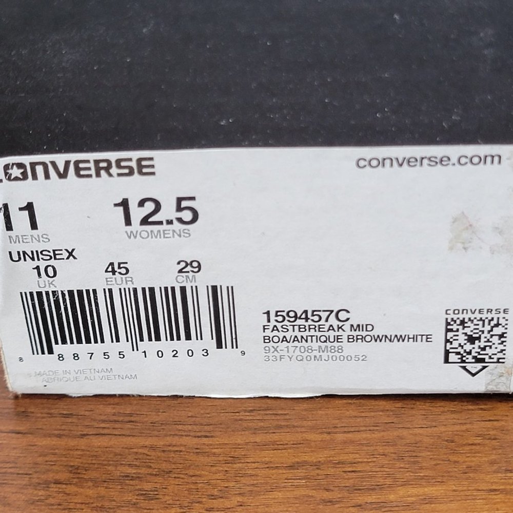 Converse X 3M Fastbreak Mid Canvas 159457C Boa/Antique Brown/White Size 11 - Picture 13 of 13